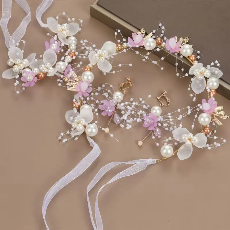 Super fairy beautiful children's headwear beautiful garland head flower girl's hair slings performance festive wrist flower head image 3