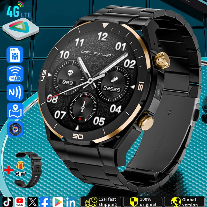 4G Full Netcom Android 9.0 4G Smart Watch 360*360 Amoled 1.54'' Screen Display GPS WIFI HD Video Call 2MP Camera Smartwatch Mens