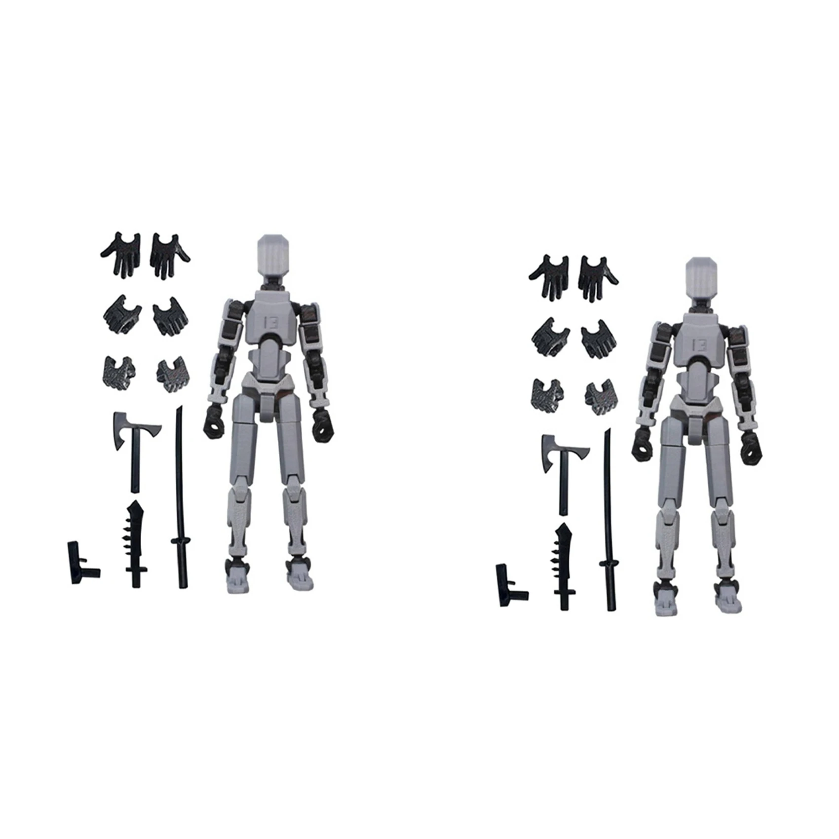 Figura de ação robô B49B-2X, impressa em 3D com articulação completa para animação de parada de movimento cinza