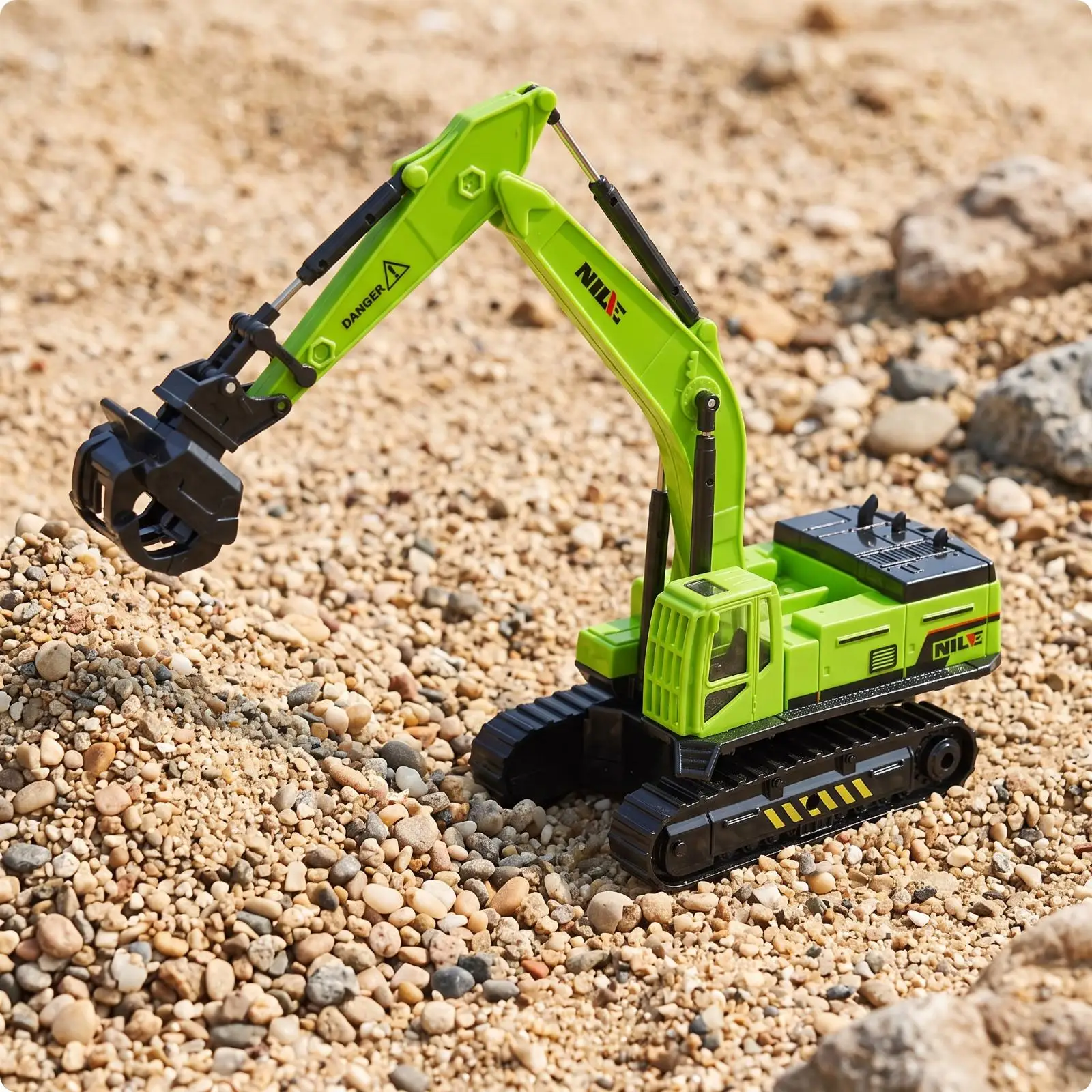 Miniature Tractor Digger Toy Inertia Powered Excavator with Black Tracks for Kids Hands on Play