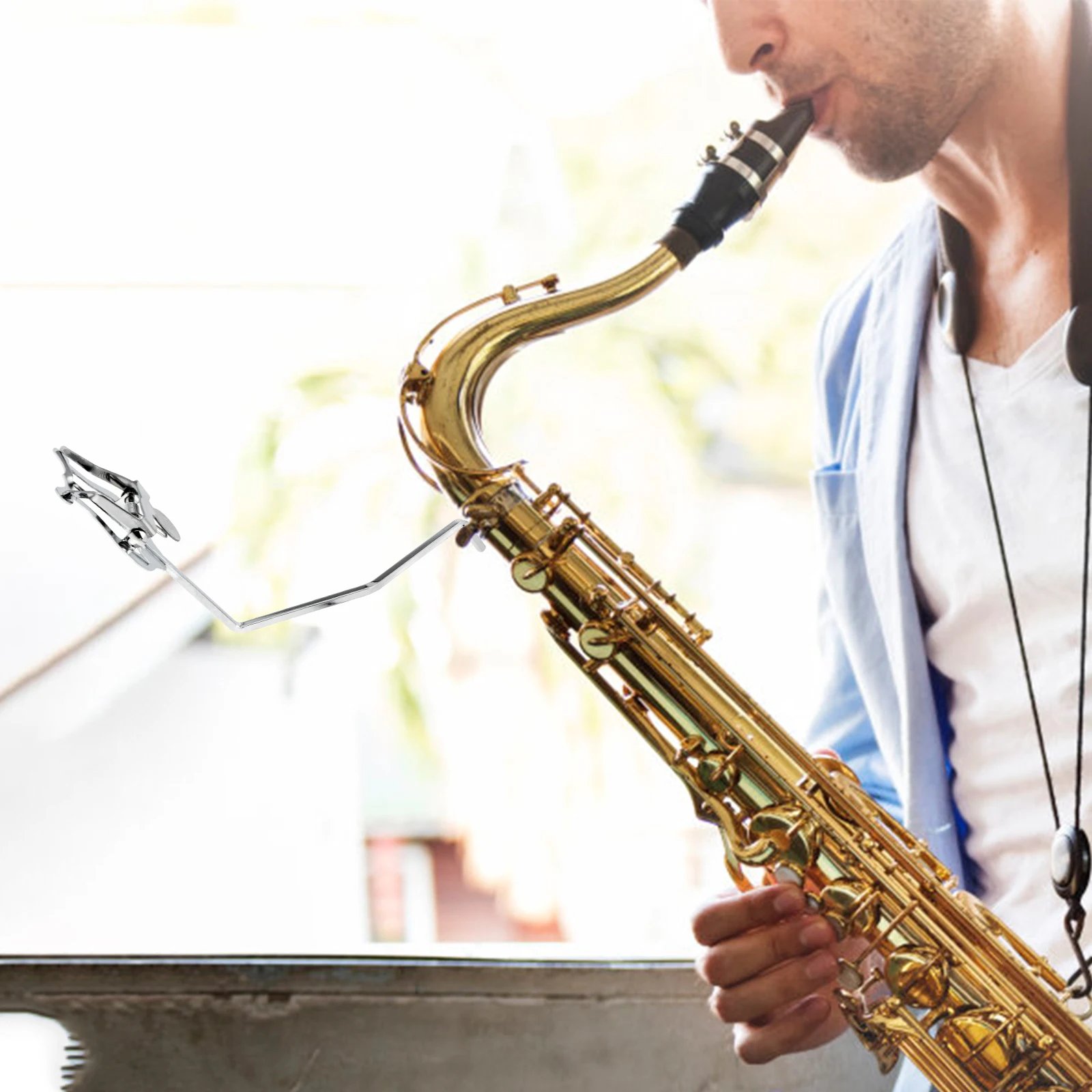 

Portable Music Score Clamp Component Saxophone Sheet Holder Metal Plating Durable Lightweight Stable Clamp On for Performances