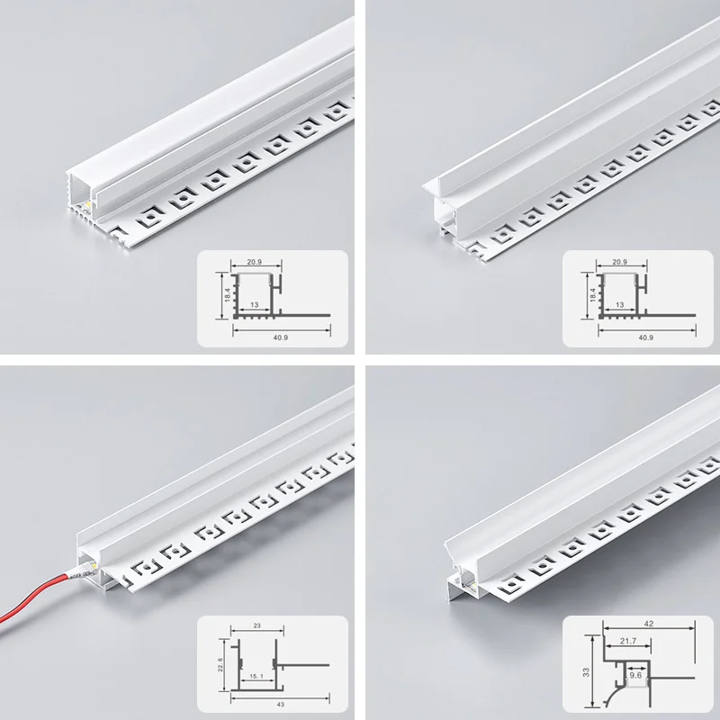 Imagem -06 - Embutido Led Hard Strip Light Luminous Linear Teto Perfil de Alumínio Canais Decorativas Lâmpadas Iluminação Interior 12v 24v