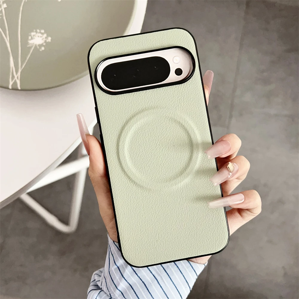 Funda de teléfono mate delgada de cuero vegano más caliente para Google Pixel 10 9 8 7 6 A Pro XL funda a prueba de golpes con carga inalámbrica magnética plegable
