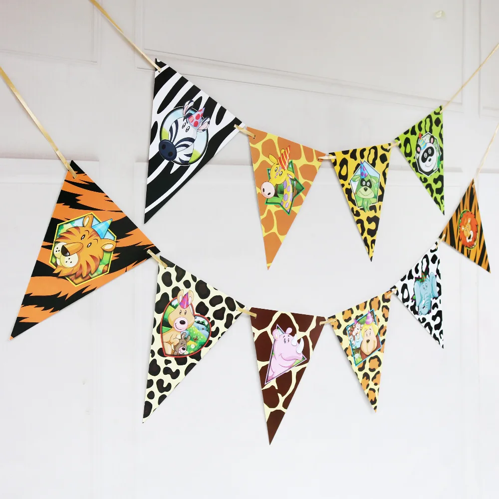 1 Satz Wald Tier Leopard Tiger Druck Platte Tischdecke Servietten Wald Banner Dschungel Safari wild eine Geburtstags feier Dekoration – Detail 8