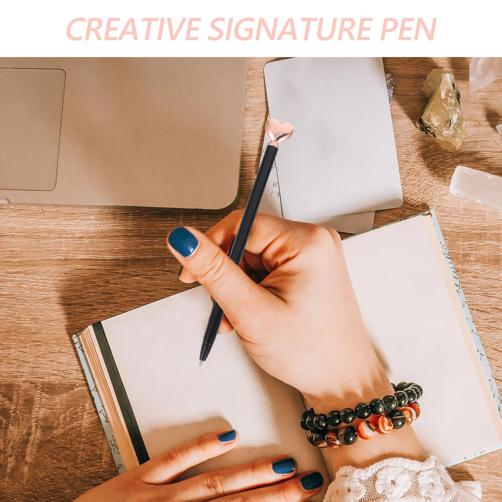 

10 Pcs Love Ballpoint Pen Heart Pens Multifunction Decorative for Women Metal Cute