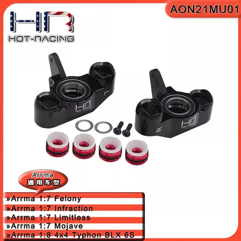 HR Aluminum Steering Blocks with Carbon Fiber Steering Arm for 1/7 Arrma Felony Infraction Mojave Limitless 1/8 Typhon 6S BLX