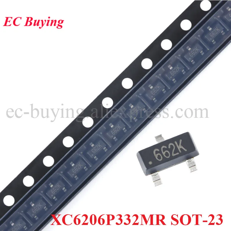 100pcs/10pcs XC6206P332MR XC6206 662K SOT-23 SOT23 3.3V/500A LDO Low Voltage Differential Linear Regulator Chip IC New Original