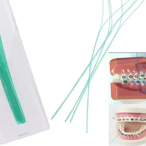 1000Pcs Dental Floss Threader Dental Traction Line Oral For Crown Brace Bridge Implant Hoop Threading Braces Steel Traction
