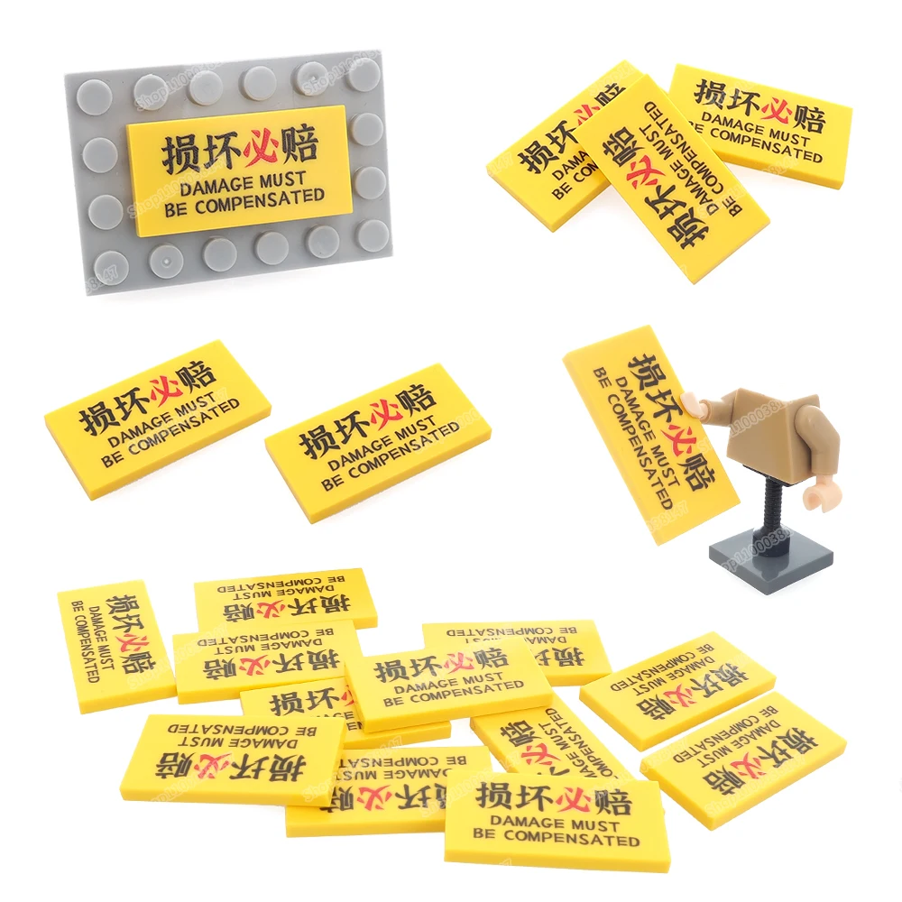 

Yellow Compensation For Damage Printed Tile 2*4 Building Block 87079 Moc Warn Figures Props Accessories Model Gift Diy Child Toy