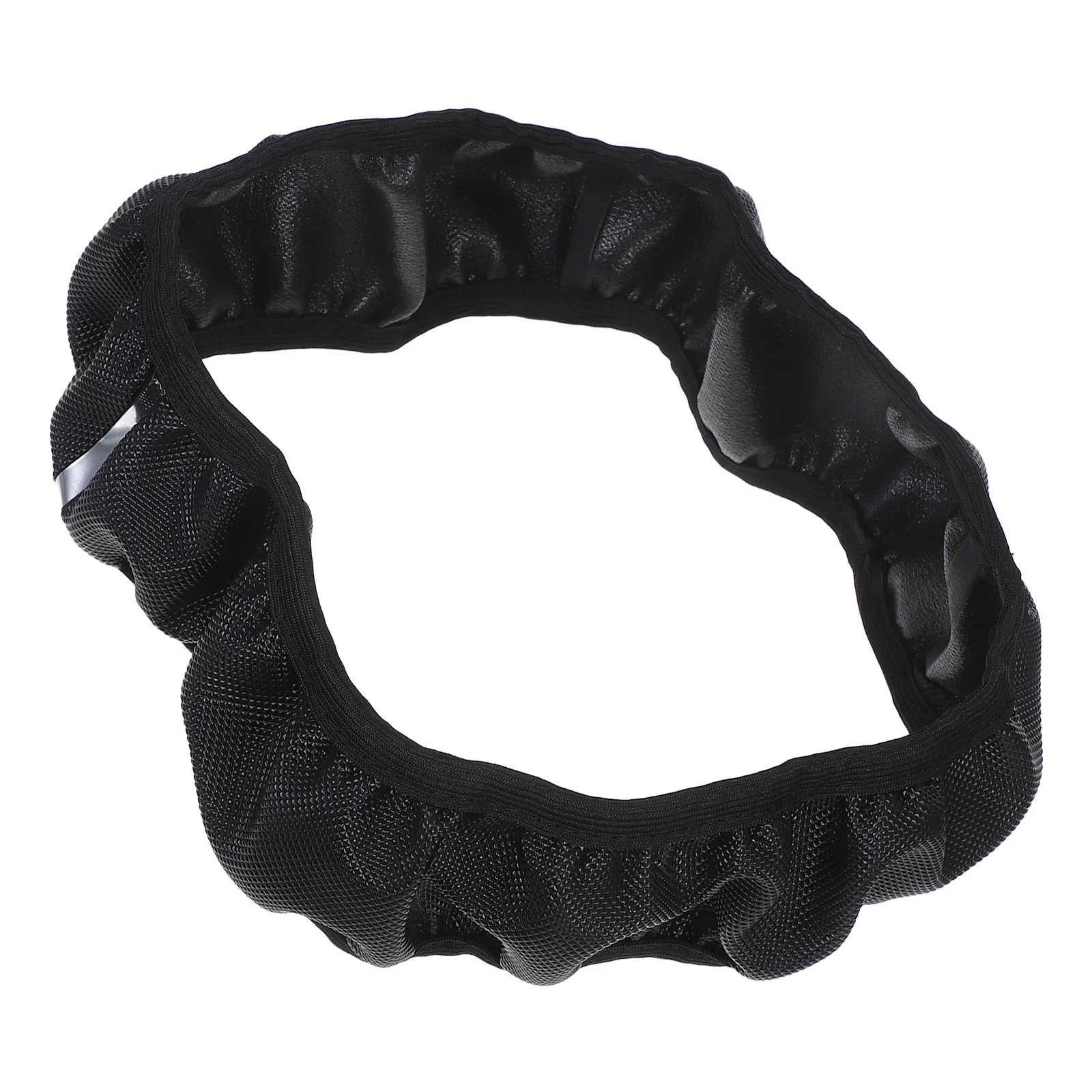 

Black Car Steering Wheel Cover Anti-Skid Protector Reinforced Metal Strip Durable Grip Comfortable Fit 14.5-15 Inch Auto