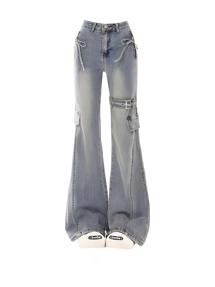 

Blue High Waist Flared Jeans Women's plus Size Spring Season Straight Leg Bootcut Pants Comfortable Slimming Jeans