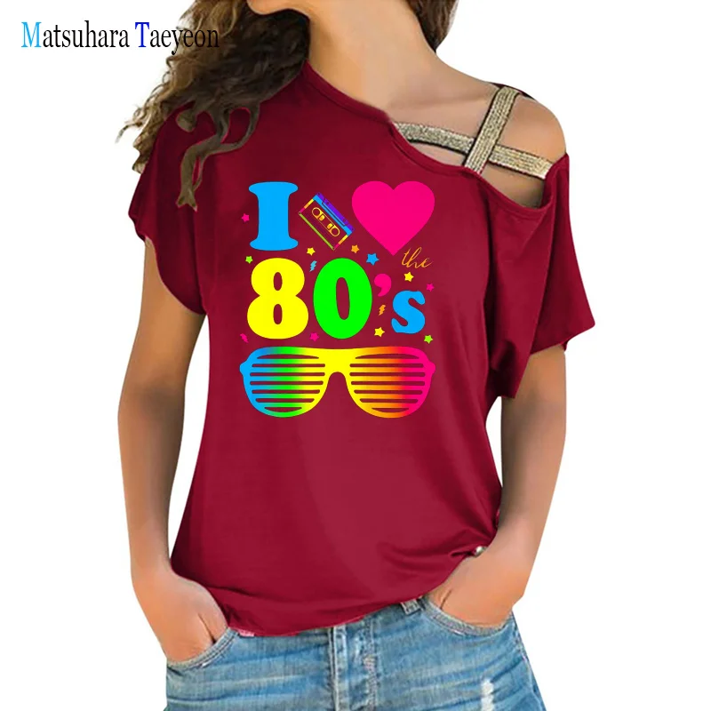 I Love The 80s Clothes Women for T-Shirt and Party Funny Tee Irregular Women T Shirt Tops Designer Aesthetics Fashion Sexy Tees