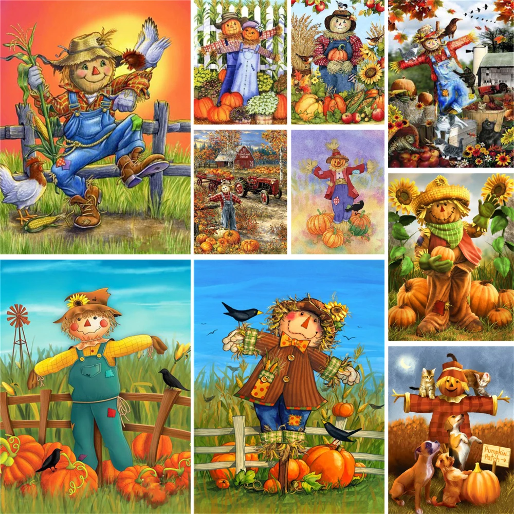 Halloween Pumpkin Scarecrow Paint By Number For Adults Personalized Craft Kit For Adults Wall Art Mother's Gift Wholesale 2023