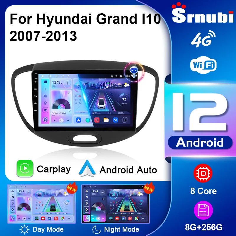 

2 Din Android 12 Car Radio for Hyundai Grand I10 2007 - 2013 Multimedia Player Carplay Auto Stereo GPS DVD Head Unit Navigatore