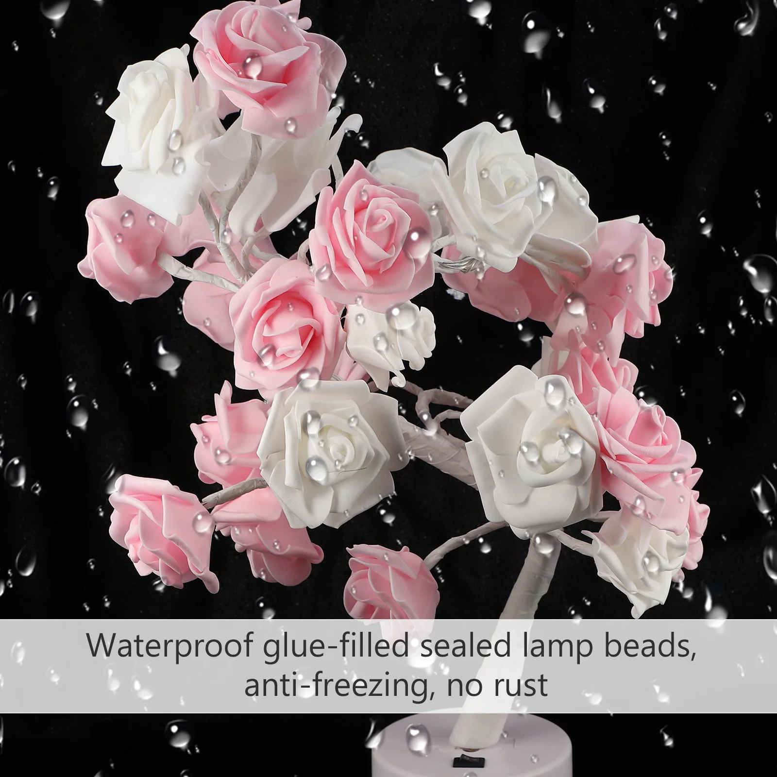 

LED Rose Tree Shape Copper Wire PVC Material Bedroom Living Room Garden Decoration Night Light Table Small Night Lamp LED Rose