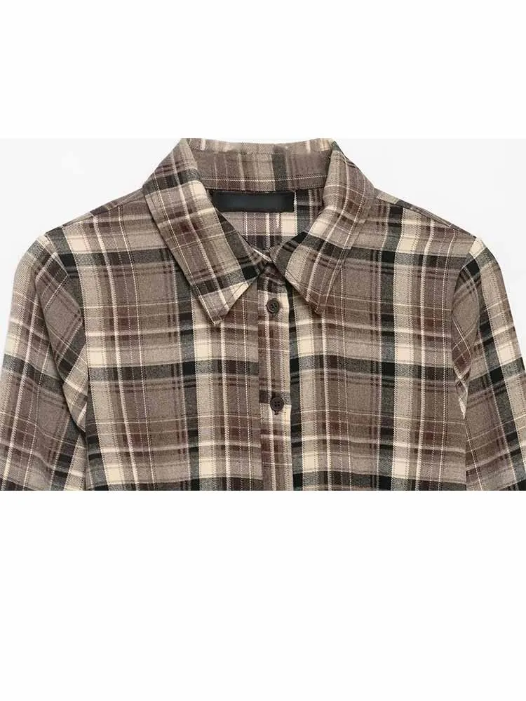 HH Vrouw Vroege Lente Mode Veelzijdige Lange Mouwen Single Breasted Slanke Geruite Shirt Vrouwelijke Casual Street Style Woon-werkverkeer Tops