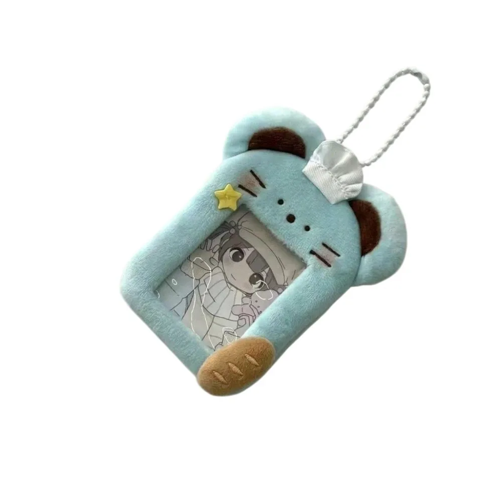 Cartoon Animals Photocard Case Soft Fluffy Puppy/Angel Pig/Mouse Photo Card Holder Bag Keychain Student Card Holder