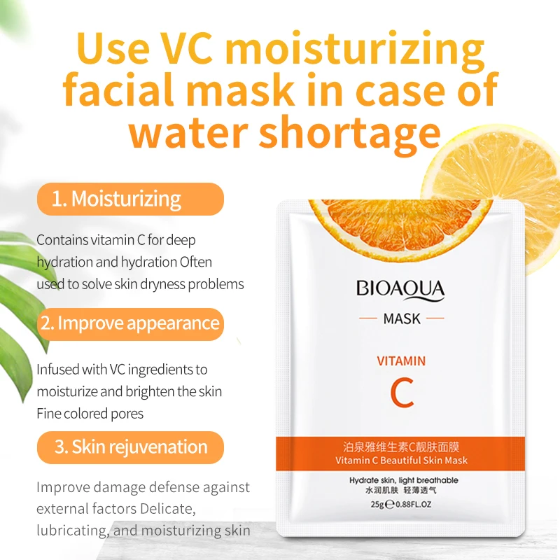 5pcs BIOAQUA Vitamin C Facial Masks Face skincare Moisturizing Face Mark Whitening Anti-aging Face Mask for Face Skin Care view 2