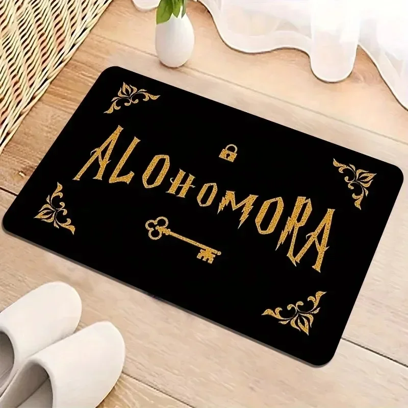 Alohomora Magic Key Welcome Mat Non-Slip Flannel Machine Washable Versatile for Living Room Bedroom Bathroom Home Decor Rug