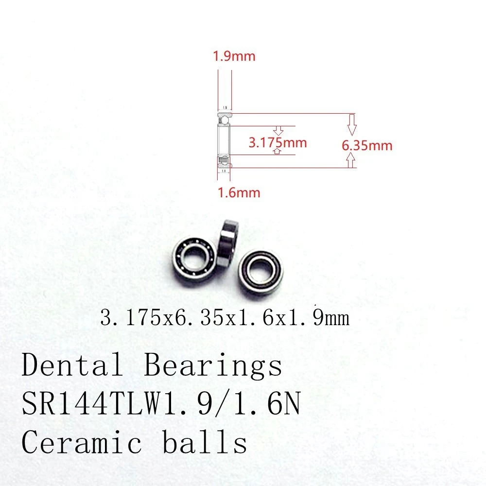 10pcs High Speed Handpiece Dental Ceramic Bearing SR144TLW1.9/1.6N 3.175x6.35x1.6x1.9mm SR144TLW1.9/W01N