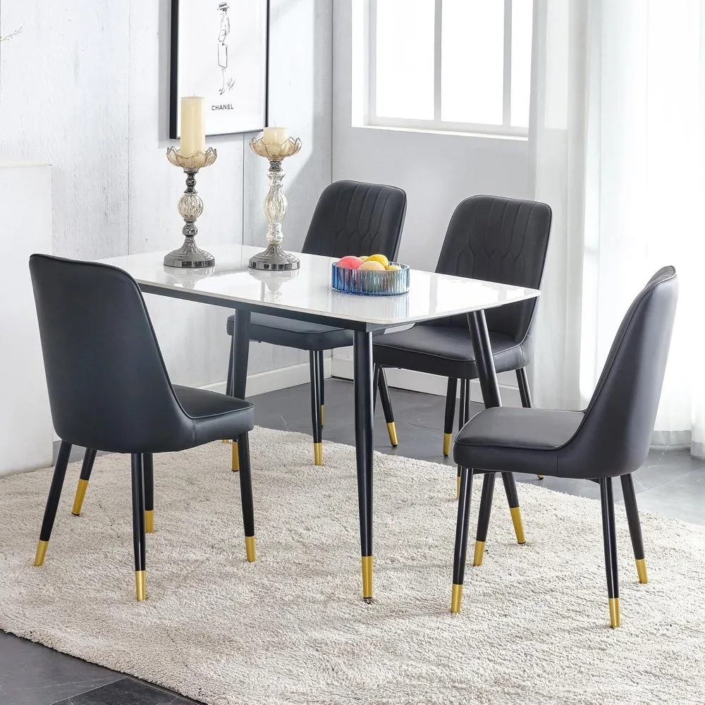 Dining Room Table Set for 4, Sintered Stone Kitchen Table Top and Modern Chairs Set of 4 for  Small Space