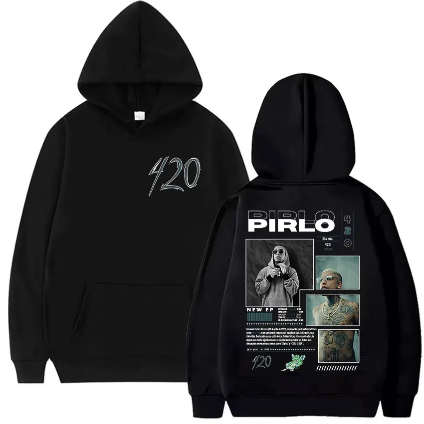 Rapper Pirlo 420 2025 New Album Merch Hoody Men's Vintage Oversized Pullover Sweatshirt Fans Gift Long Sleeve Hoodies Streetwear