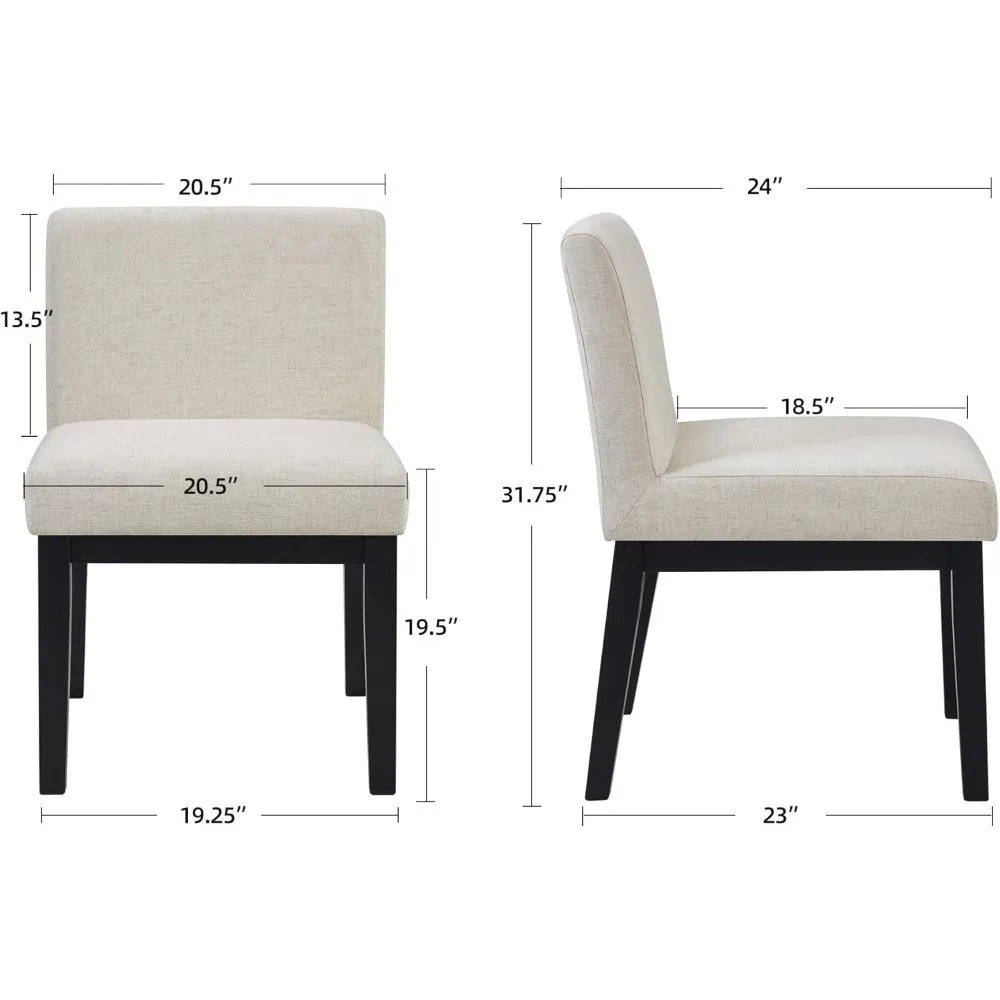 طقم كراسي طعام خشبية مكون من 6 قطع، كرسي غرفة طعام منجد من القماش الحديث مع أرجل خشبية، وكراسي عشاء المزرعة #3