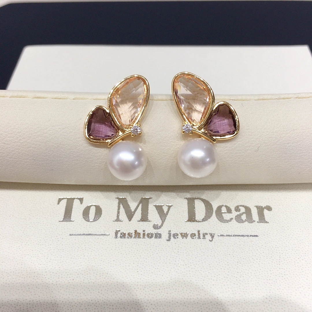 

Серьги Origin Zhuji с натуральным пресноводным жемчугом, женский дизайн, летние серьги с милым цирконом и бабочкой