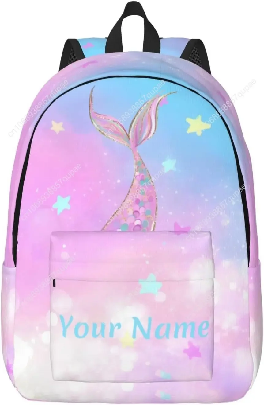 Personalized Backpack for Girls Boys, Custom Backpacks with Name, Customized Mermaid School Bookbags for Kids, Personalized Casu