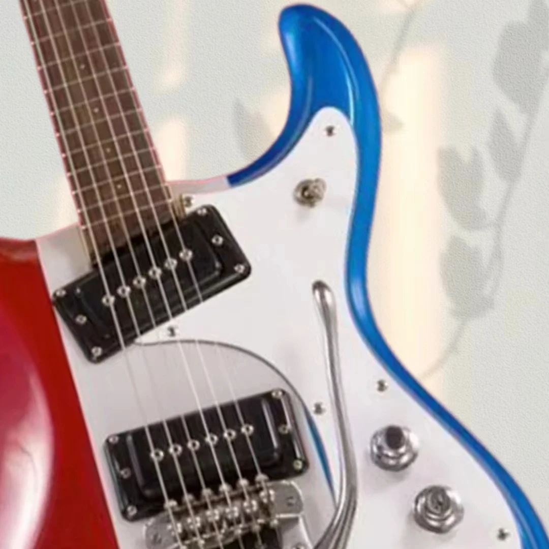 High quality red white blue shiny electric guitar