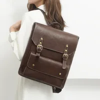 Mochila para mujer, mochila de cuero PU para hombre, bolso de hombro doble Vintage para mujer, bolso escolar de gran capacidad, mochilas, mochila