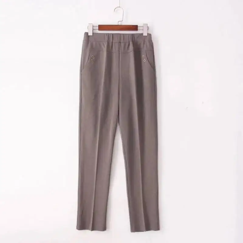 2025 Summer Straight Leg Trousers Middle Aged Women Casual High Waist Pant Korean Fashion Mother Pants