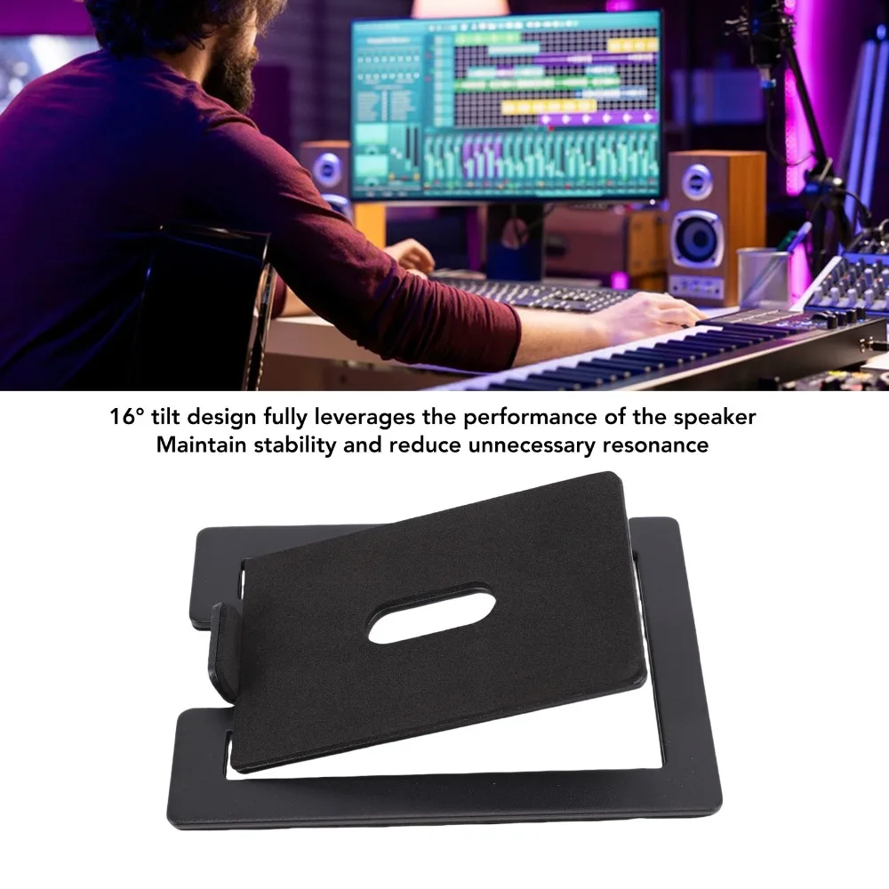 16 Degree Tilted Desktop Speaker Stand 7.7lbs Weight Capacity Reduces Resonance Speaker Riser Anti Vibration