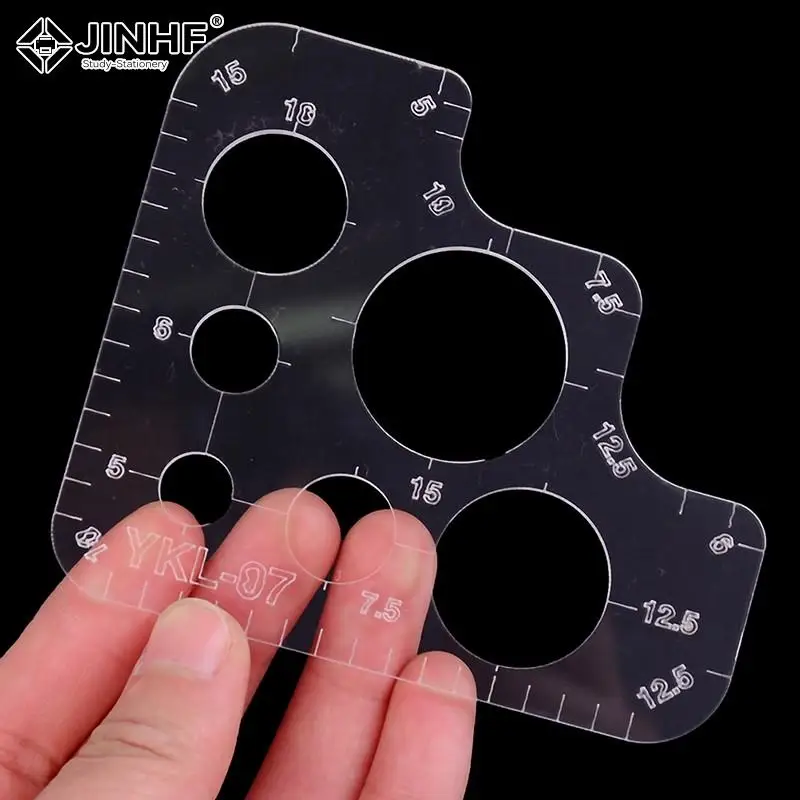 1PCS Acrylic Rounded Ruler R Rules DIY Supply Tool Full Size Template For Handmade Leather Style Pattern Drawing Ruler