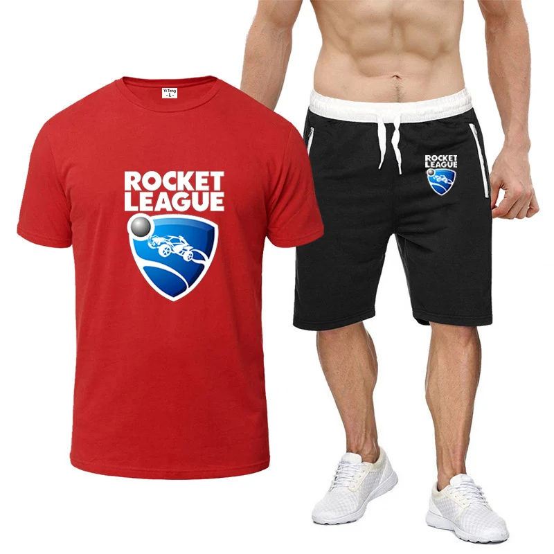 Ensemble T-shirt et short à manches courtes pour hommes, logo Rocket League, impression d'été, respirant, documents de lecture, confortable, trempé, nouveau, 2024