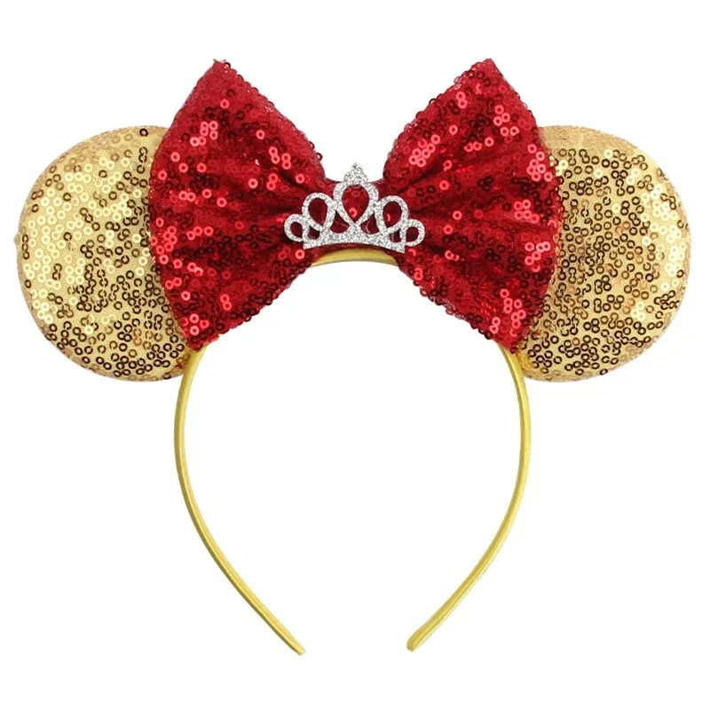 

9.5 CM New Cute Glitter Crown Hairband Sequins Bows Mouse Ears Headband Kids Festival Party Cosplay Headband