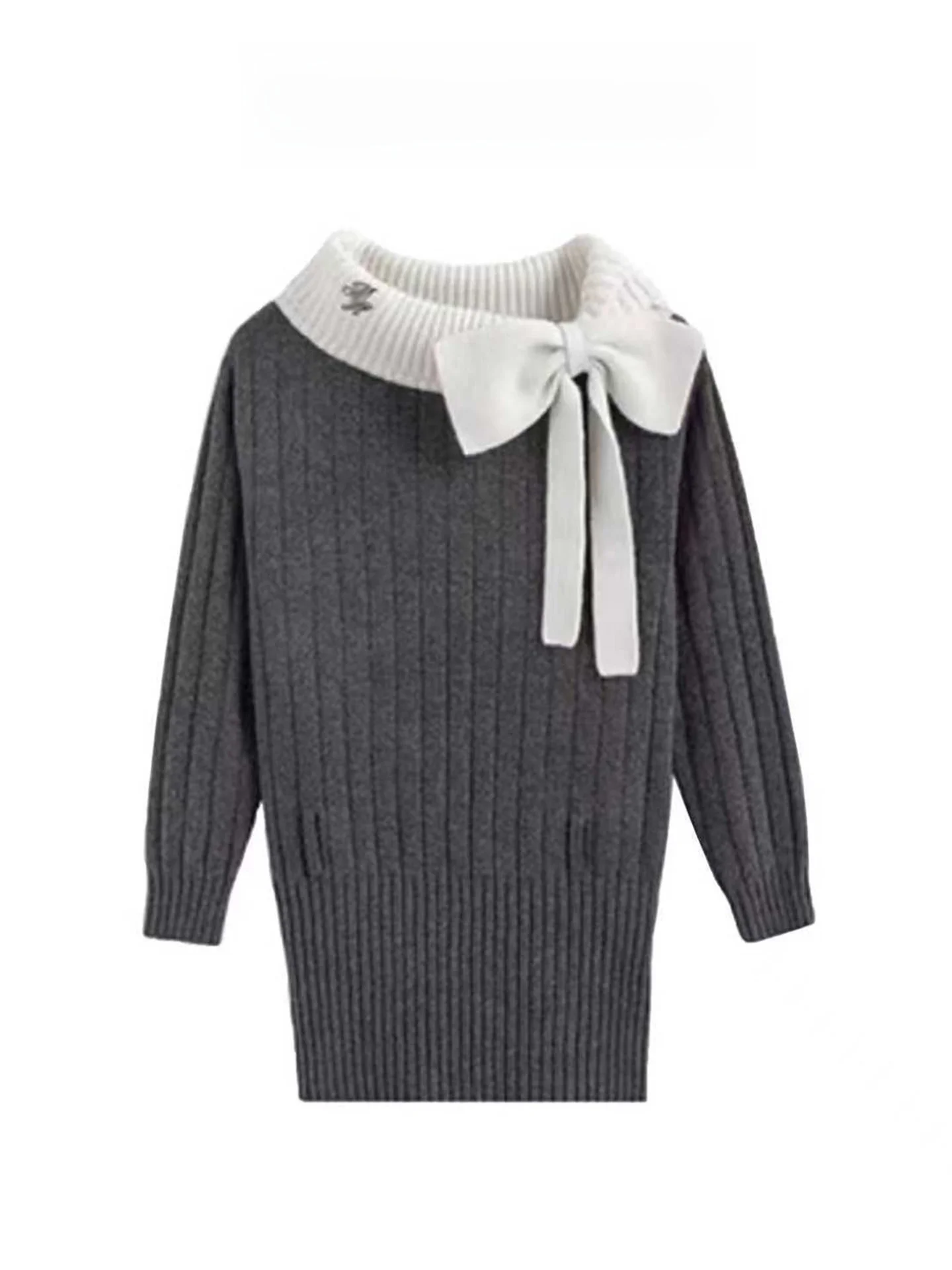 

ay Вязаный одно плечо Long Sve Dr Женский осенне-зимний свитер с узлом и застежкой на талии orth Юбка