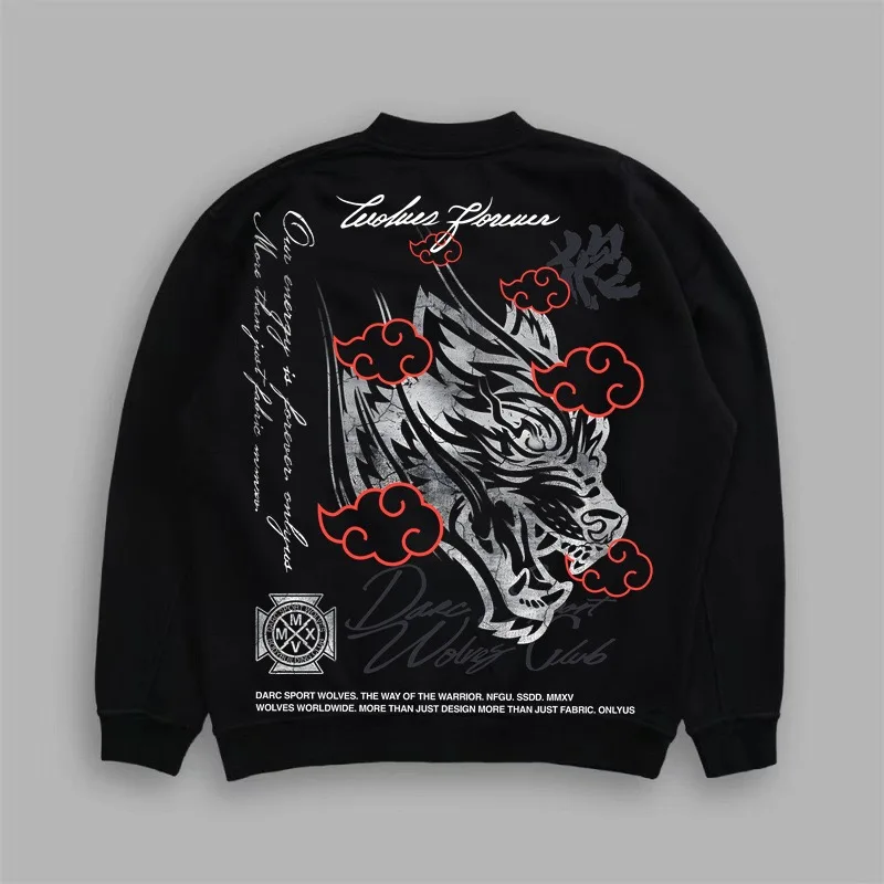 

Мужская толстовка C SPORT Retro Fleece с длинным рукавом, винтажным принтом и круглым вырезом, удобный хлопковый повседневный топ в стиле стритвир