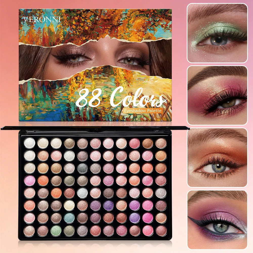 Image of 88 Farben Lidschatten-Palette, Professionelles Matt- & Schimmer-Make-up-Set, Hochpigmentiertes Langanhaltendes Mischbares Kosmetik-Geschenkset