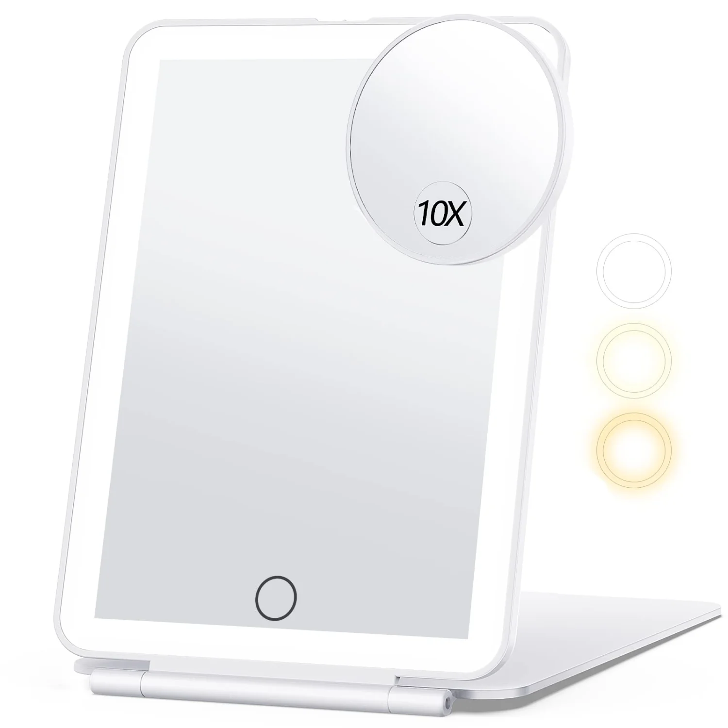 

Premium 10X Magnifying Travel Makeup Mirror with 80LED Lights - 3 Color Settings, Battery-Operated, Ultra-Slim & Portable, Perfe