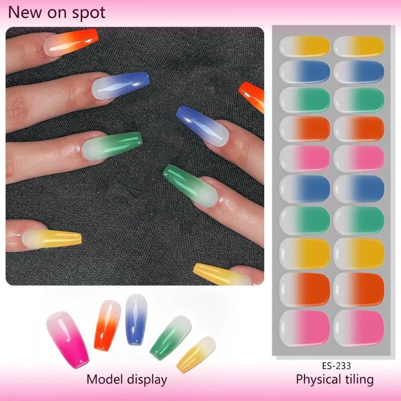 French Semi-Cured Nail Wraps Flash Solid Adhesive Waterproof Long Lasting Gel Nail Oil Film Stickers for UV Lamp Need Manicure