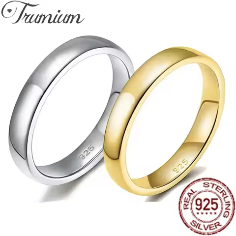 Trumium 2/ 4/6mm 925 Sterling Silver Ring High Polish Plain Dome Wedding Band Comfort Engraving
