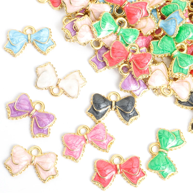 20Pcs Exquisite Enamel Bowknot Charms Girls Colourful Cute Bow Tie Pendants Diy Bracelets Earring Necklace Jewelry Accessories