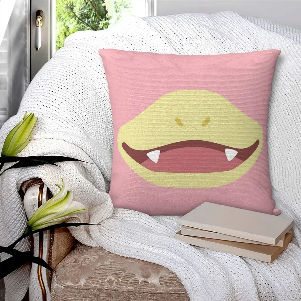 Slowpoke Poke Maniac Mouth Square Pillowcase Pillow Cover Polyester Cushion Decor Comfort Throw Pillow for Home Living Room