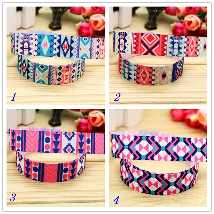 7/8''  Aztec Tribal Printed Grosgrain Ribbon Material  Headwear Party Decoration Diy Sewing Craft 22mm S186