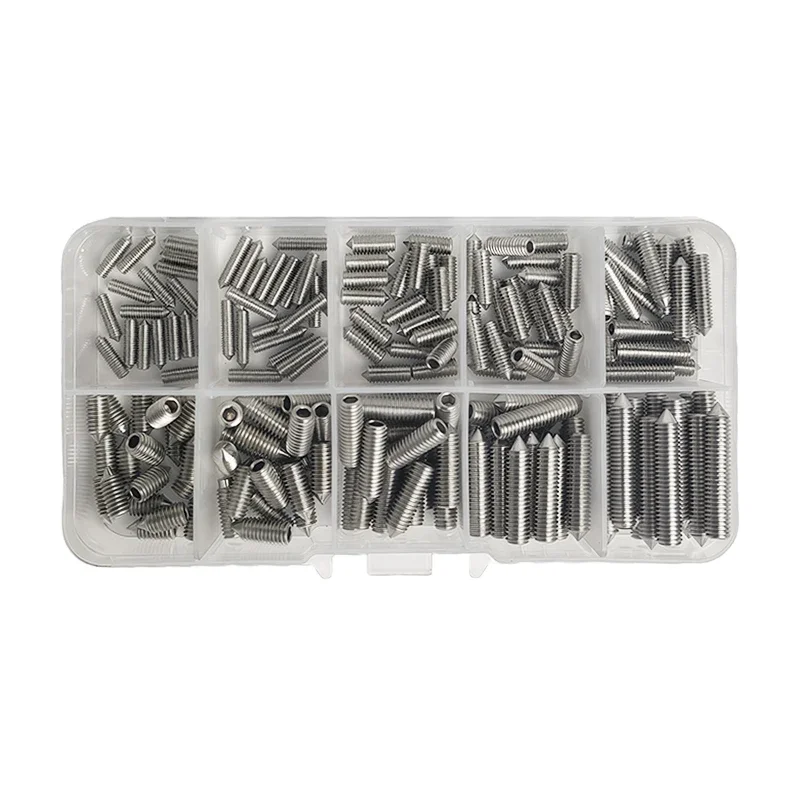 DIN914 304 - Viti senza testa a esagono incassato in acciaio inossidabile - Kit assortimento M3 M4 M5 M6 M8 M10 - Set di elementi di fissaggio ad alta durezza