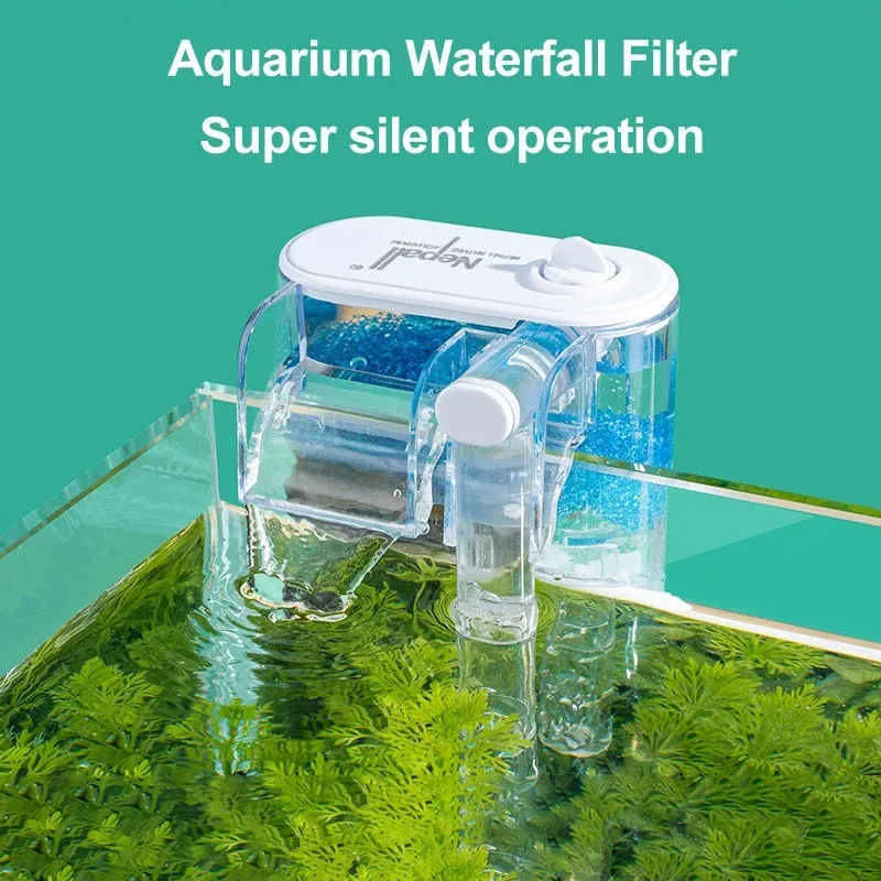 

Aquarium Fish Tank Waterfall Hang on External Oxygen Pump Water Filter Pure Water Quality for Small Fish Tank Accessories 2.5W