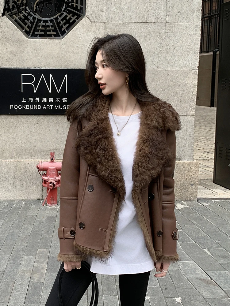 

AYUNSUE 2025 новая дубленка женская роскошная куртка из натурального меха ягненка для женской одежды короткая модная верхняя одежда Abrigo Mujer