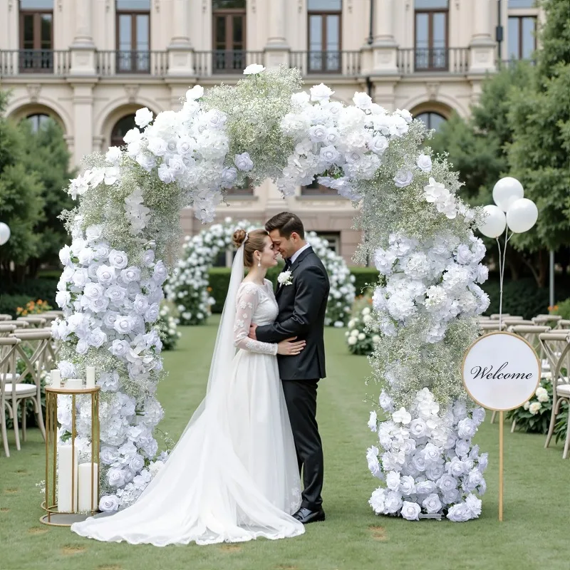 White Gypsy Rose Arch Floral Set, Wedding Welcome Road Flower Row, Cross-border Lawn Wedding Decoration