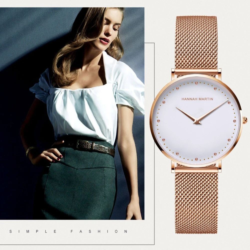 

HANNAH MARTIN Watch for Women MD36 Luxury Watch Nordic Fashion Simple Design Waterproof Quartz Watch Women Часы Женские Gift